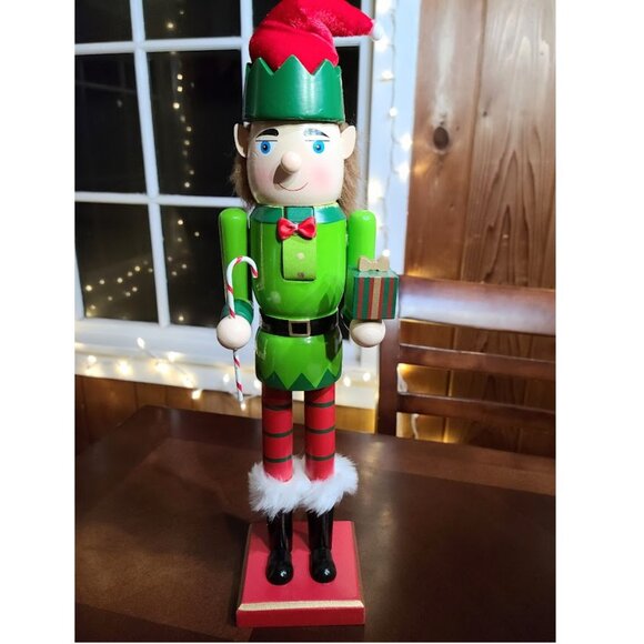 Christmas Nutcracker Soldier Elf Decor Wooden Statue Holiday Table Decoration - Picture 4 of 11